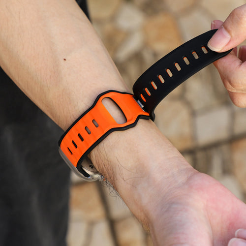 Apple Watch Premium Outdoor Silikonarmband (Orange/Schwarz)