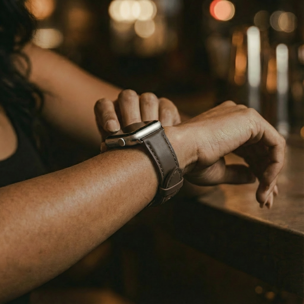 Apple Watch Slimfit Lederarmband (Dunkel Braun)