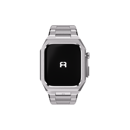 Reqior Apple Watch 45mm Hülle mit integriertem Stahlarmband 'Nautilus' (Silber)