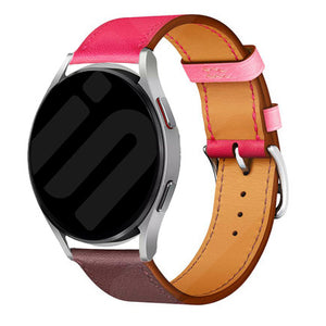 Amazfit Bip U (Pro) Leather Duo Strap (Bright Pink/Dark Brown)