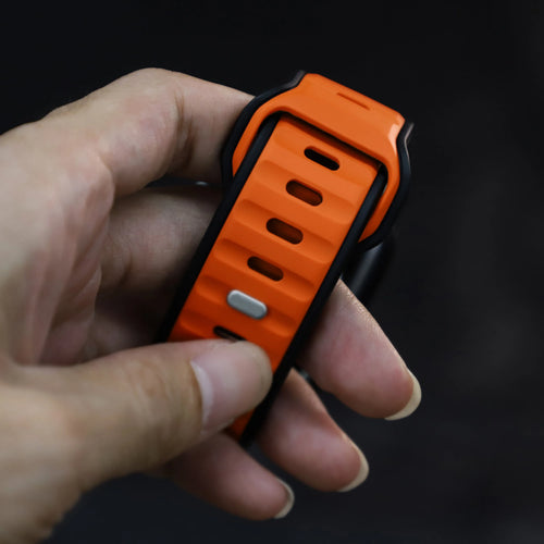 Apple Watch Premium Outdoor Silikonarmband (Orange/Schwarz)