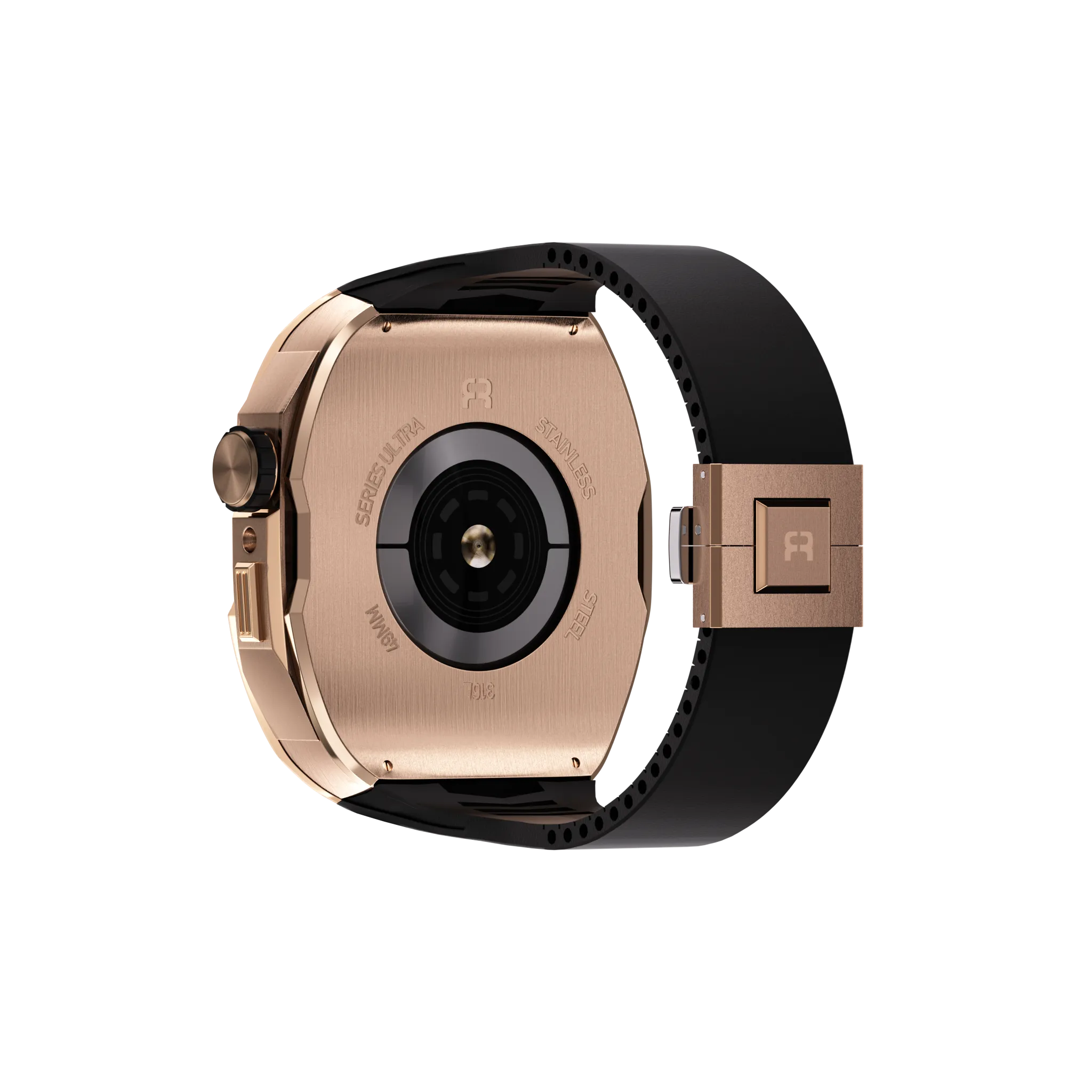 Reqior Apple Watch 45mm Case with Rubber Strap (Rose Gold)