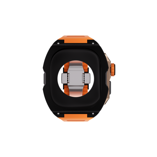 Reqior Apple Watch Ultra Hülle mit integriertem Gummi-Armband (Schwarz/Orange)