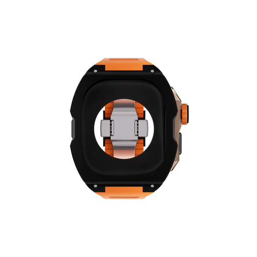 Reqior Apple Watch Ultra Hülle mit integriertem Gummi-Armband (Schwarz/Orange)