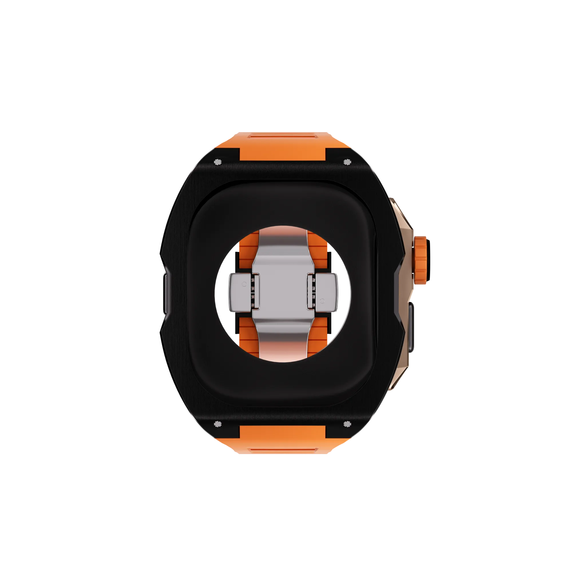 Reqior Apple Watch Ultra Hülle mit integriertem Gummi-Armband (Schwarz/Orange)