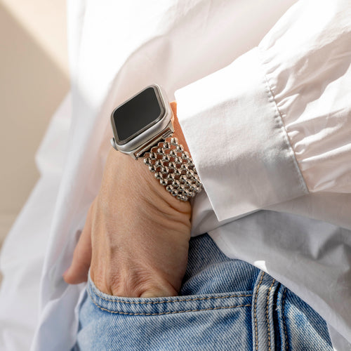 Apple Watch Stahlperlenarmband (Silber)