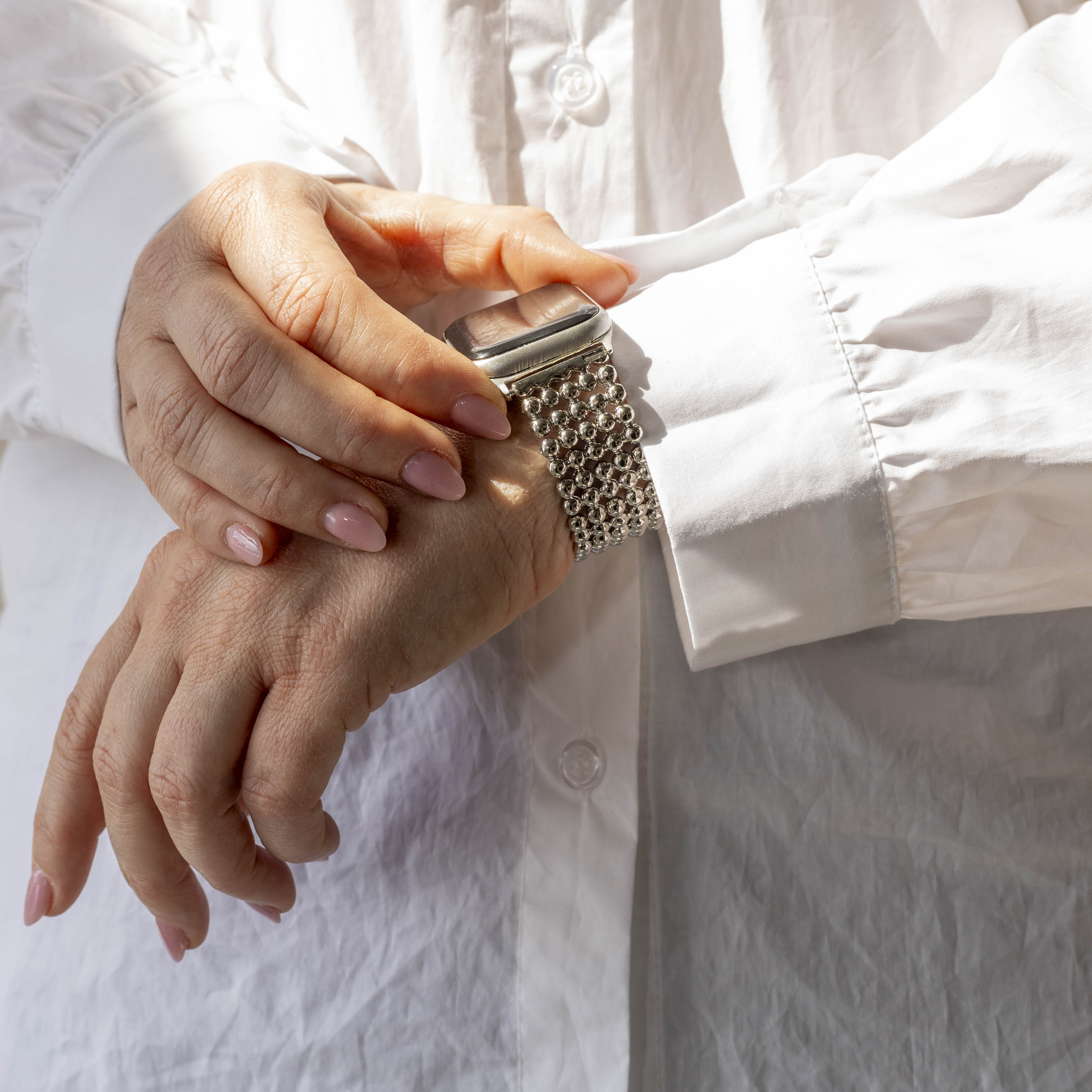 Apple Watch Beaded Steel Strap (Silver)