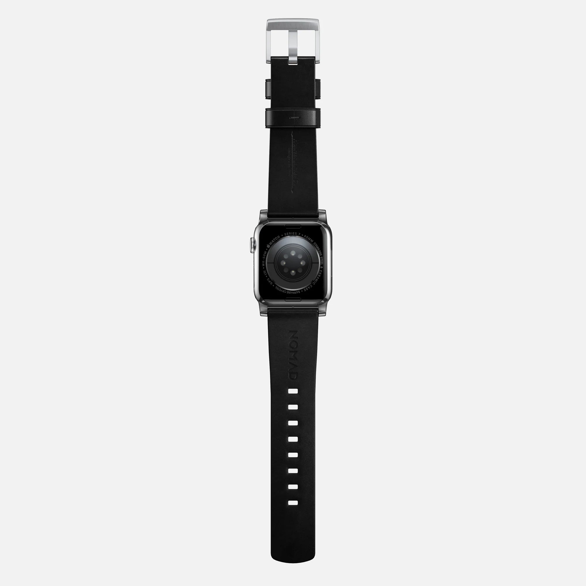 Nomad Modern Apple Watch Lederarmband (Schwarz/Silber)