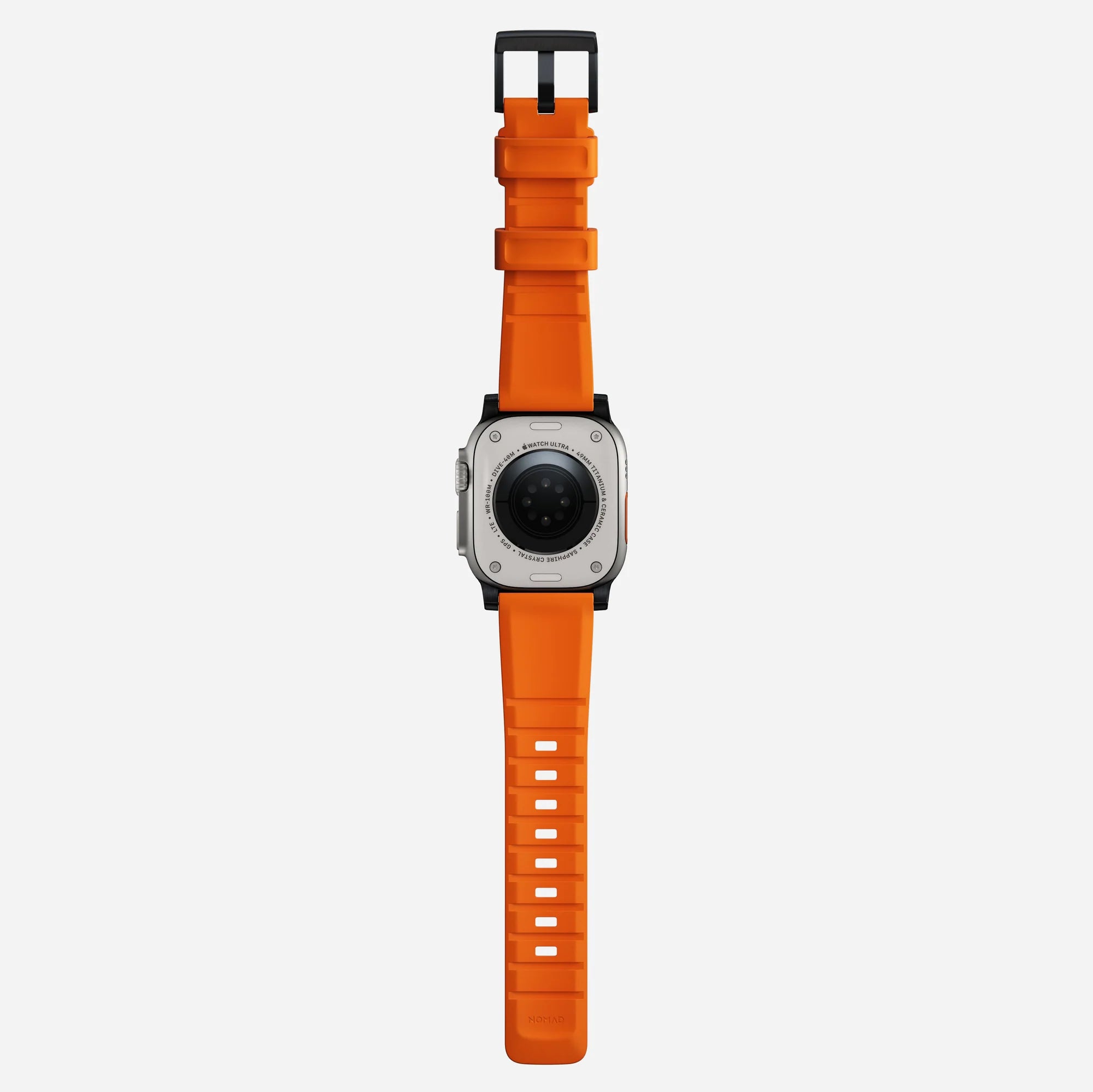 Nomad Rugged Apple Watch Silikonarmband (Silber/Ultra Orange)
