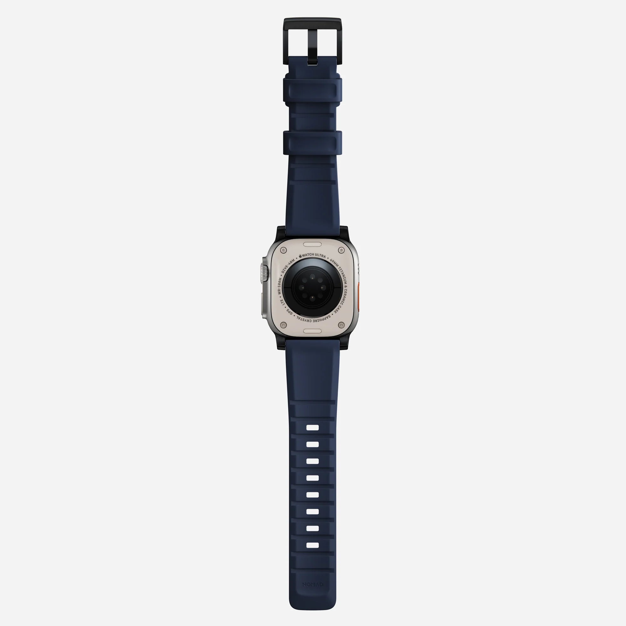 Nomad Rugged Apple Watch Silicone Strap (Black/Atlantic Blue)
