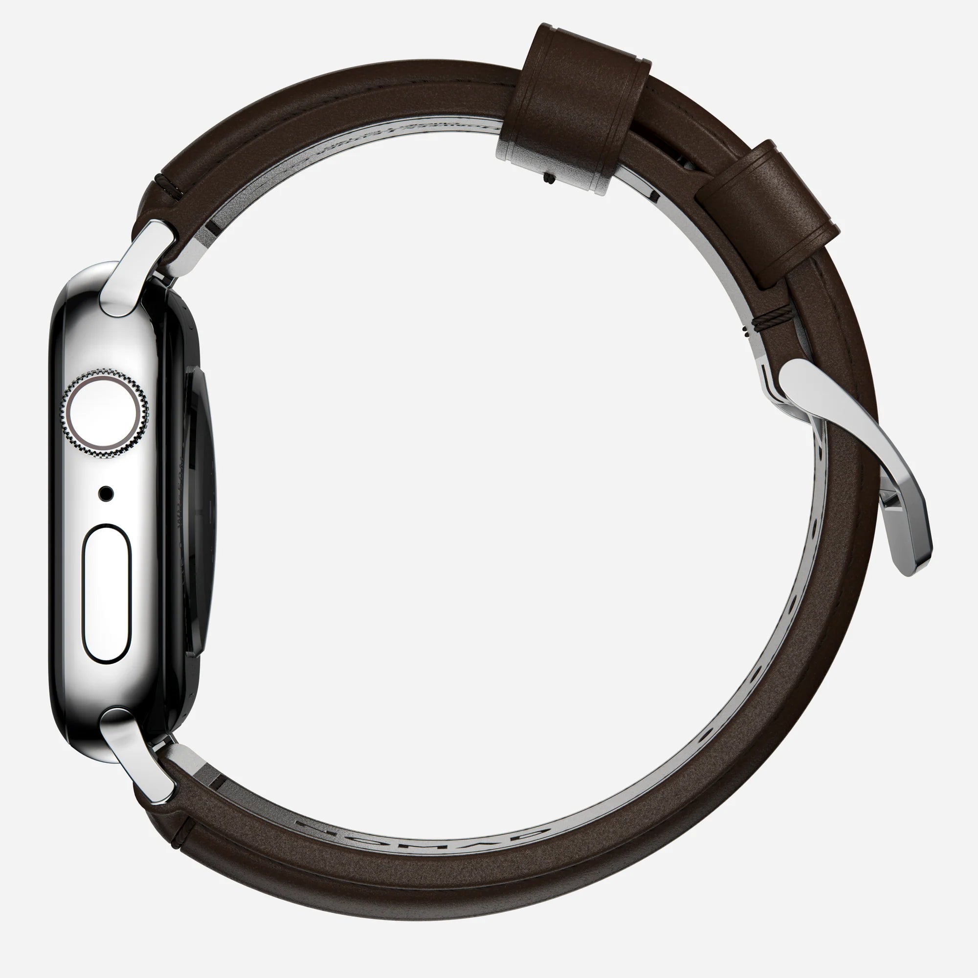 Nomad Traditional Apple Watch Leather Strap (Brown/Silver)