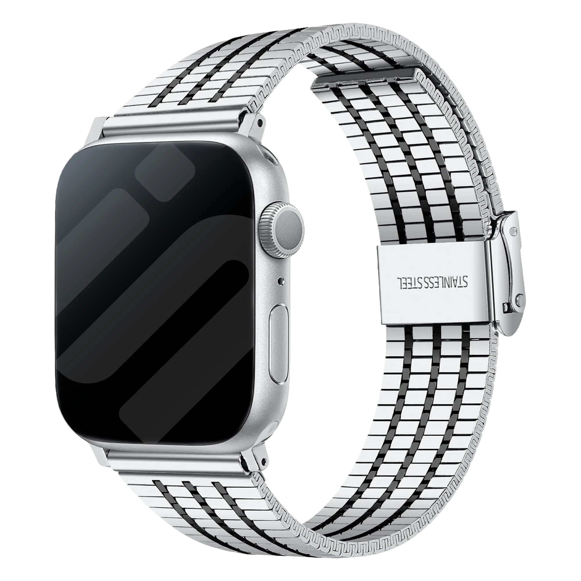 Apple Watch Edelstahlband (Silber/Schwarz)