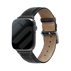 Apple Watch Lederarmband mit Krokoprägung (Schwarz)