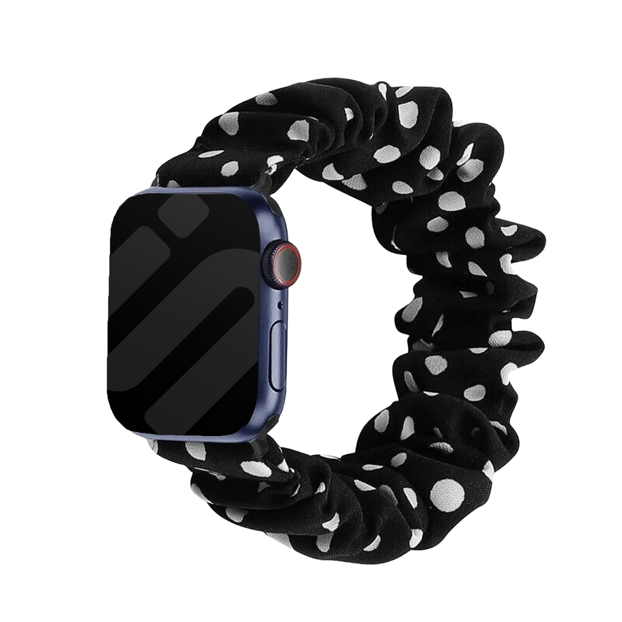 Apple Watch Scrunchie Armband (Schwarz mit Punkten)