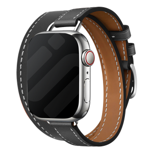 Apple Watch Double Tour Lederarmband (Schwarz)
