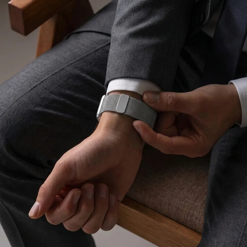 Bandz Apple Watch Milanese Loop Armband (Silber)