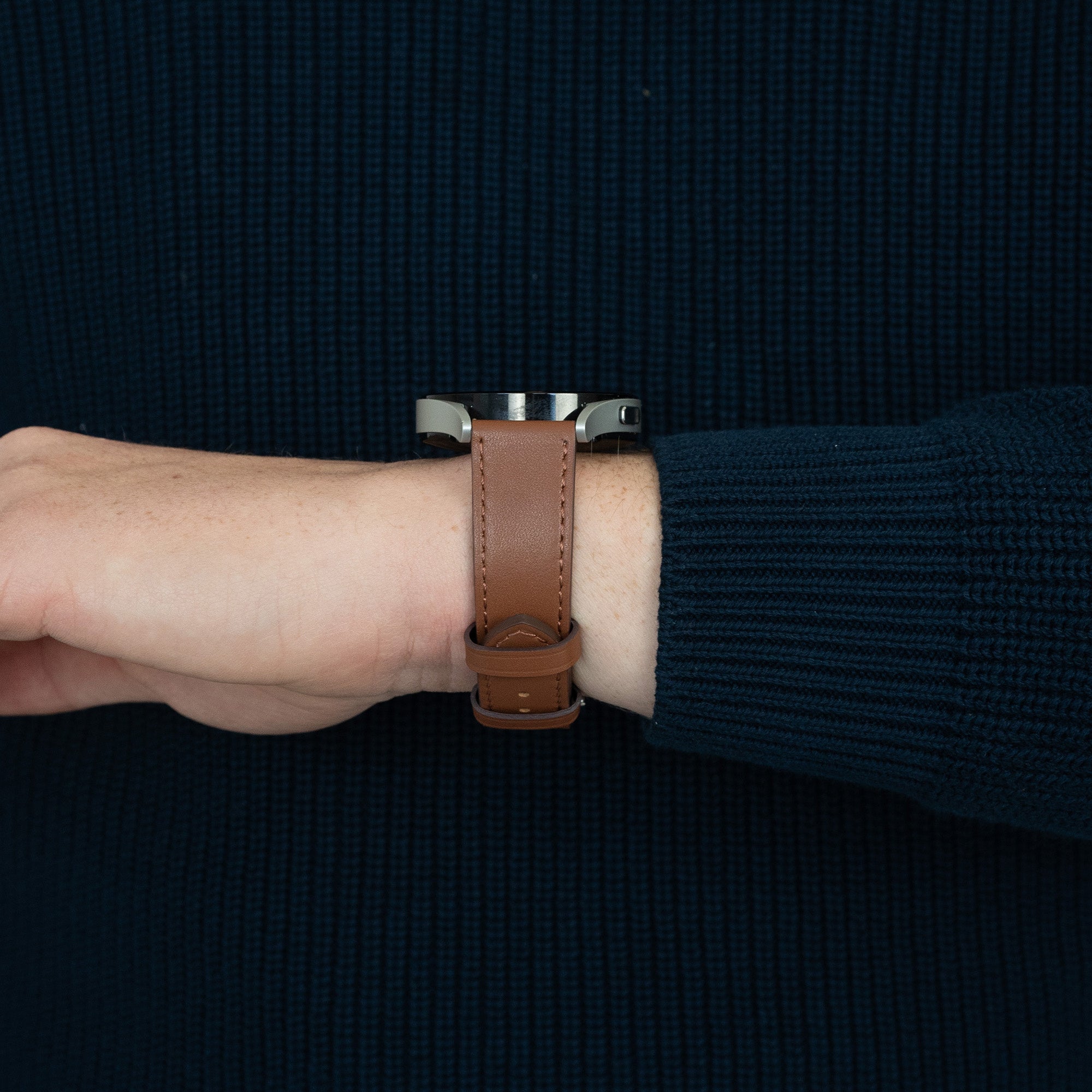 Bandz Amazfit Active 2 Lederarmband 'Deluxe' (Braun)