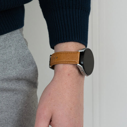 Bandz Pebble Round 2 - 20mm Lederarmband 'Classic' (Braun)