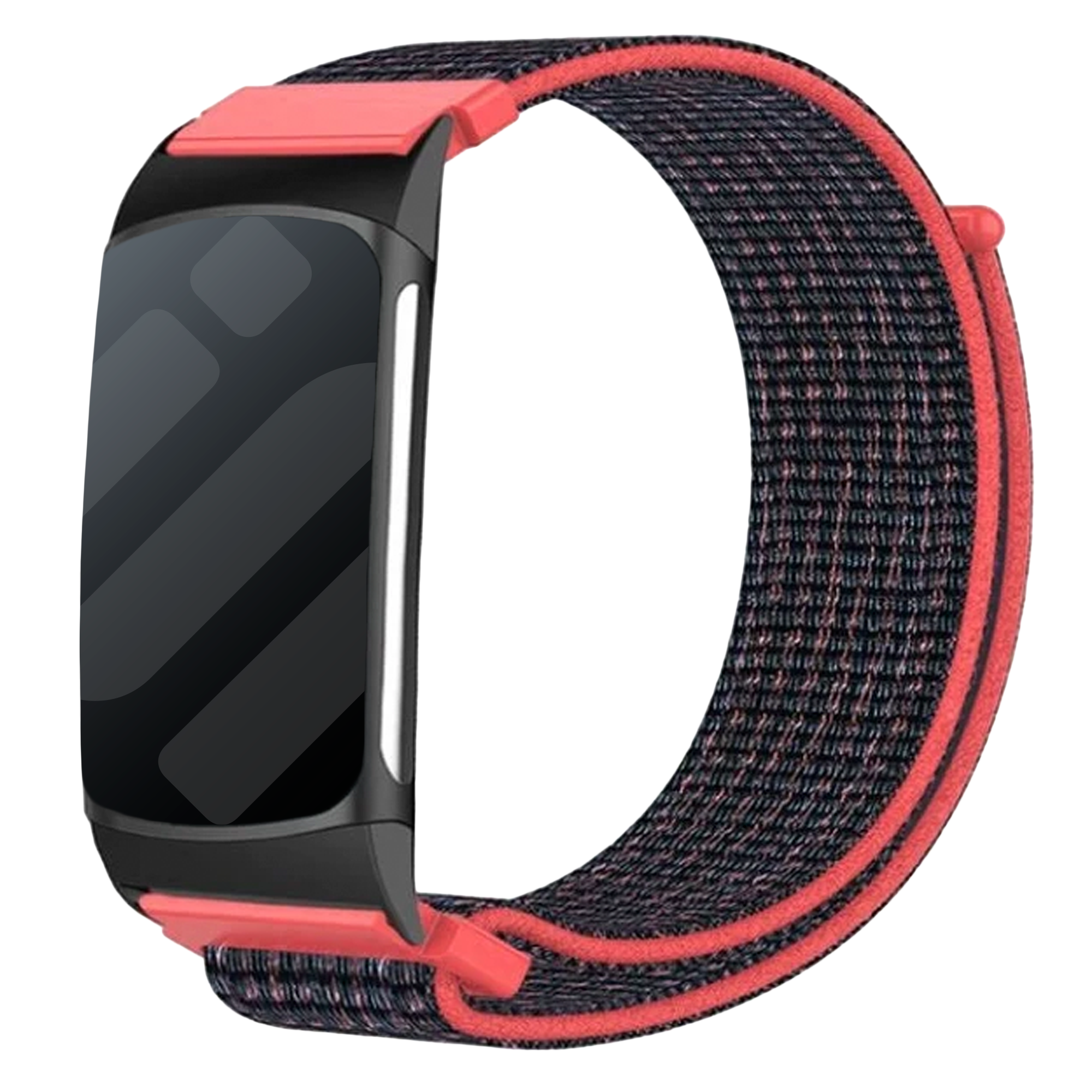 Fitbit Charge 5 Nylonarmband (Rot/Schwarz)