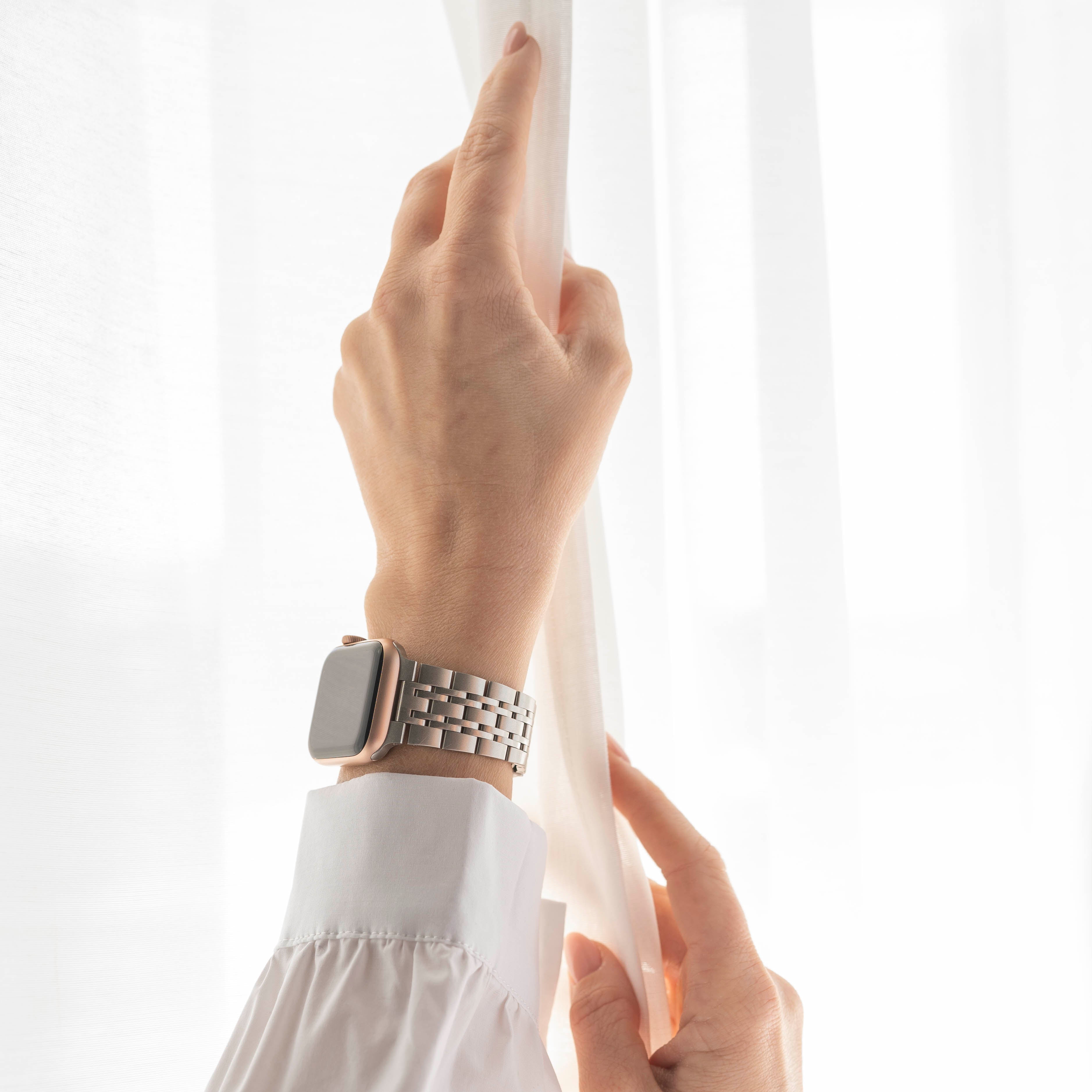 Apple Watch Luxury Steel Link Strap (Starlight)