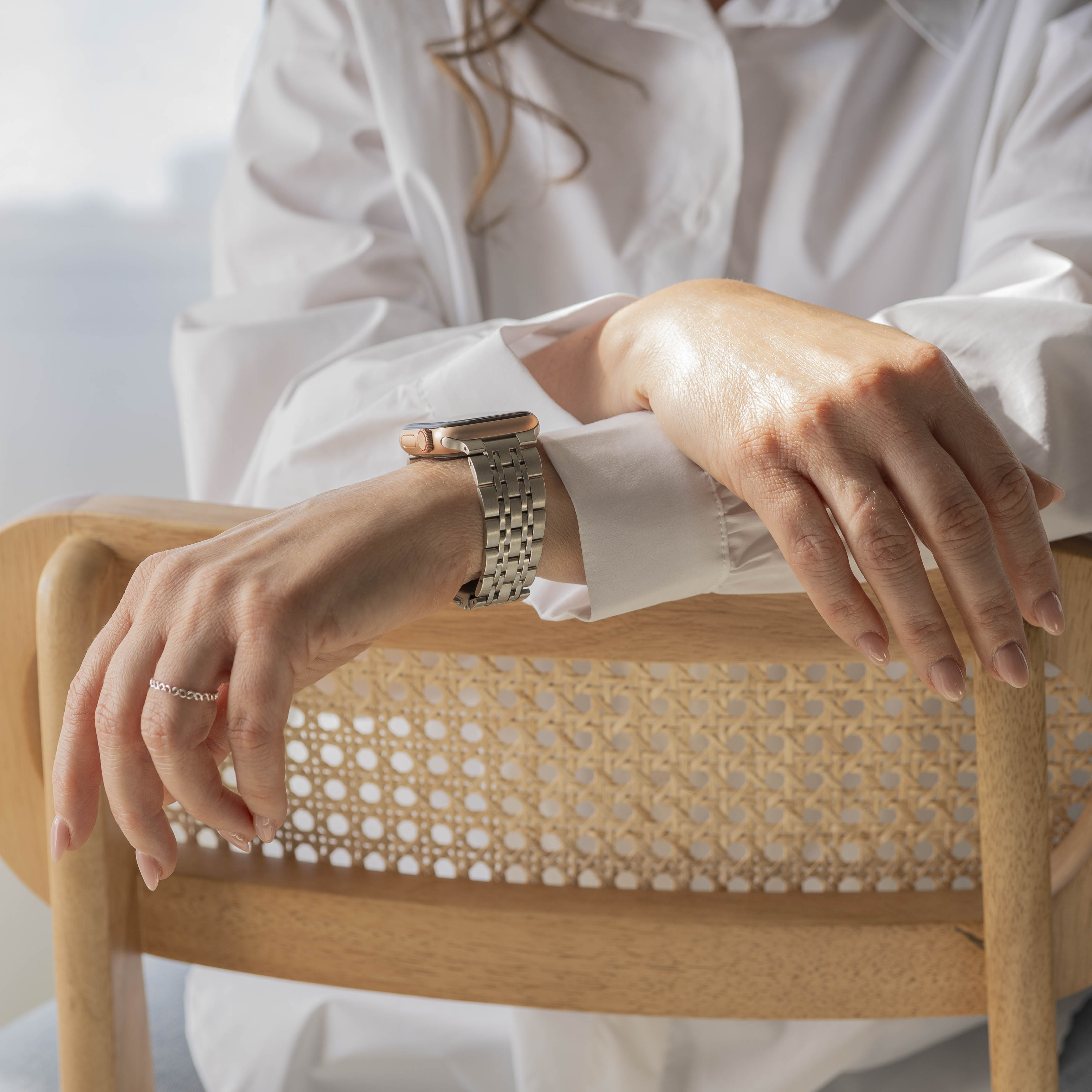 Apple Watch Luxury Steel Link Strap (Starlight)