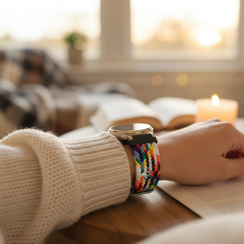 Bandz Pebble Round 2 - 14mm Woven Nylon Strap (Rainbow)