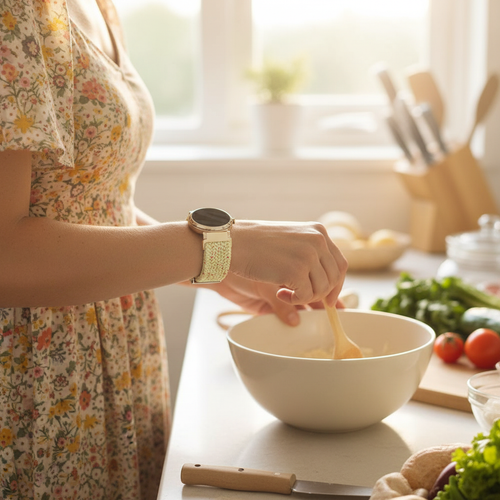 Bandz Pebble Round 2 - 14mm Woven Nylon Strap (Beige)