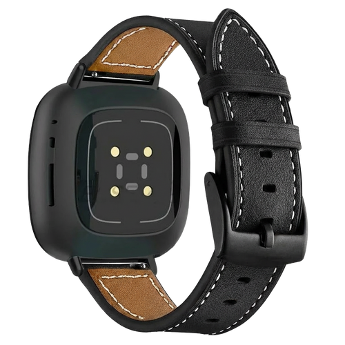 Fitbit Versa 4 Lederarmband (Schwarz)