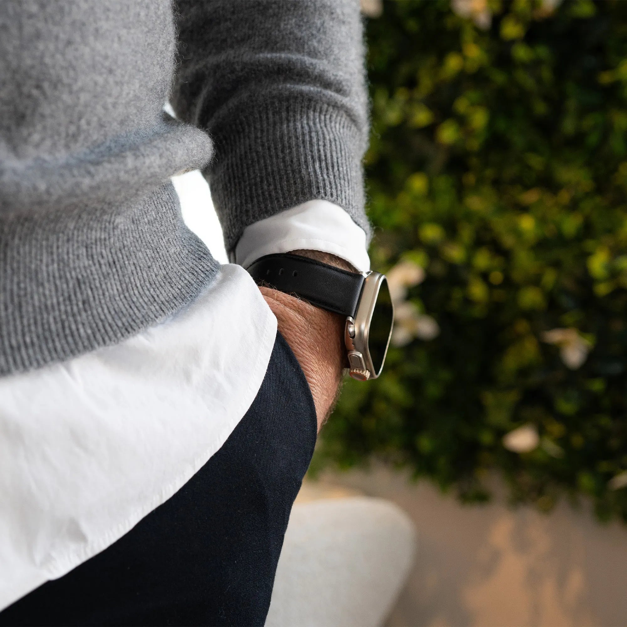 Bandz Apple Watch Lederarmband 'Classic' (Schwarz)