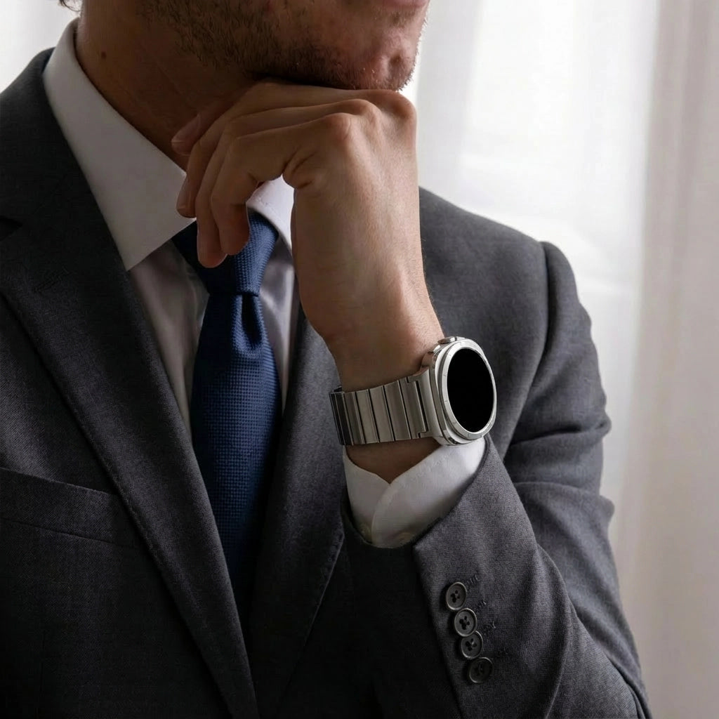 Bandz Samsung Galaxy Watch Ultra Titan Armband 'One Bead' (Silber)