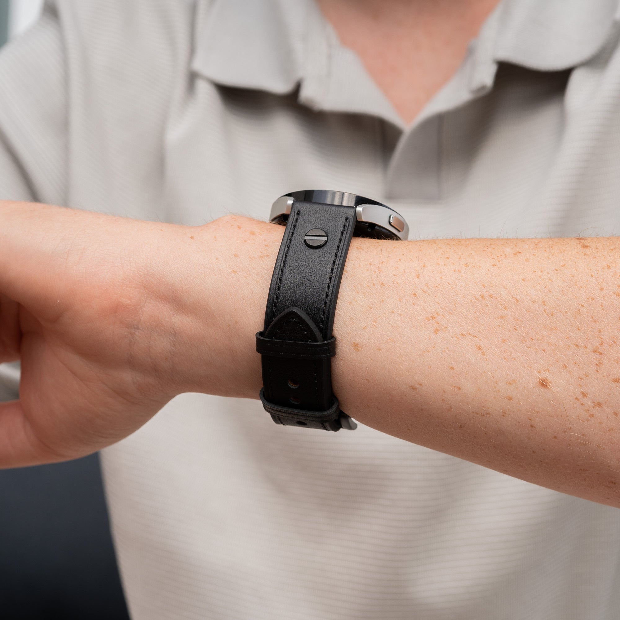 Amazfit Active 2 Leather Strap with Screw (Black)