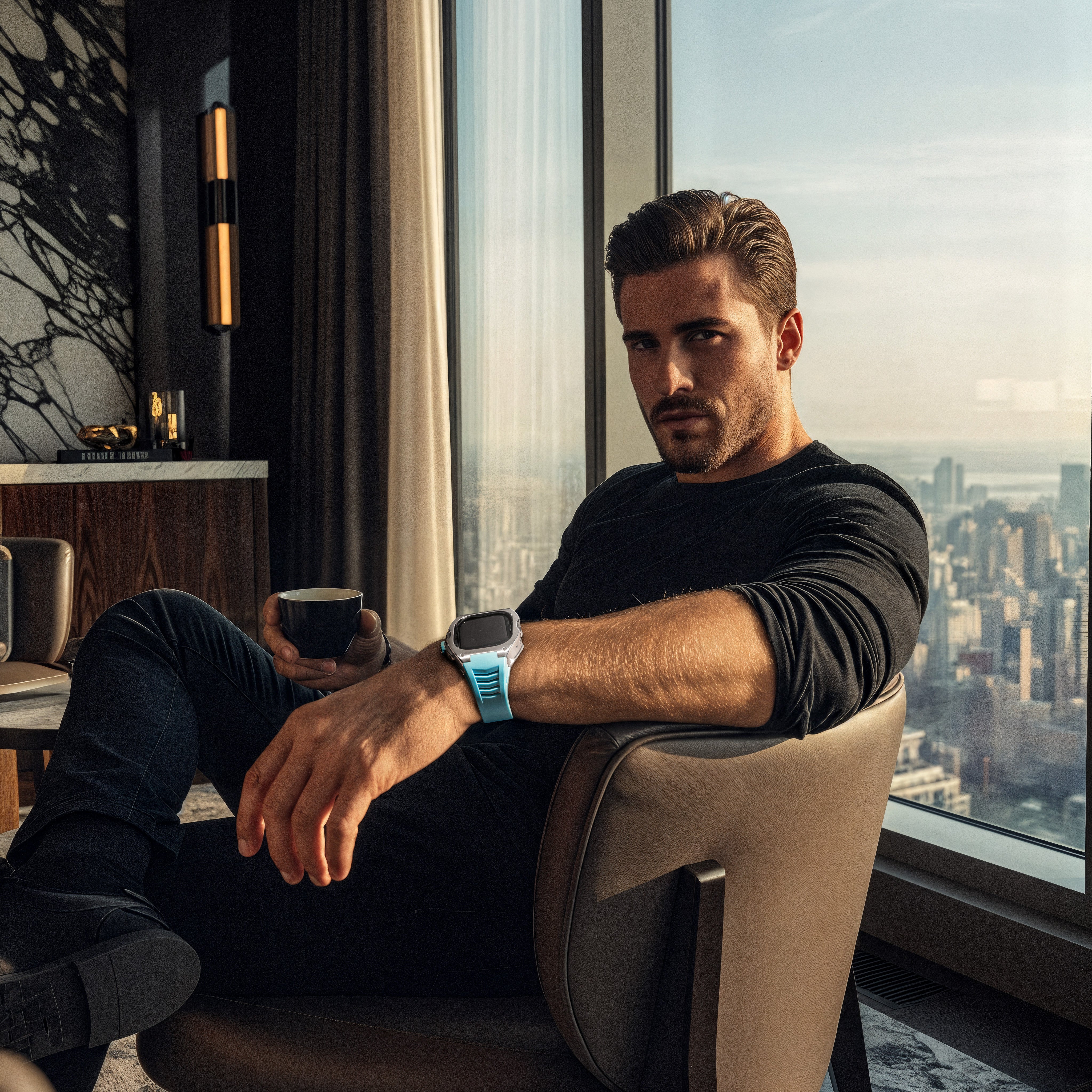 Reqior Apple Watch Ultra Hülle mit integriertem Gummi-Armband (Blau)