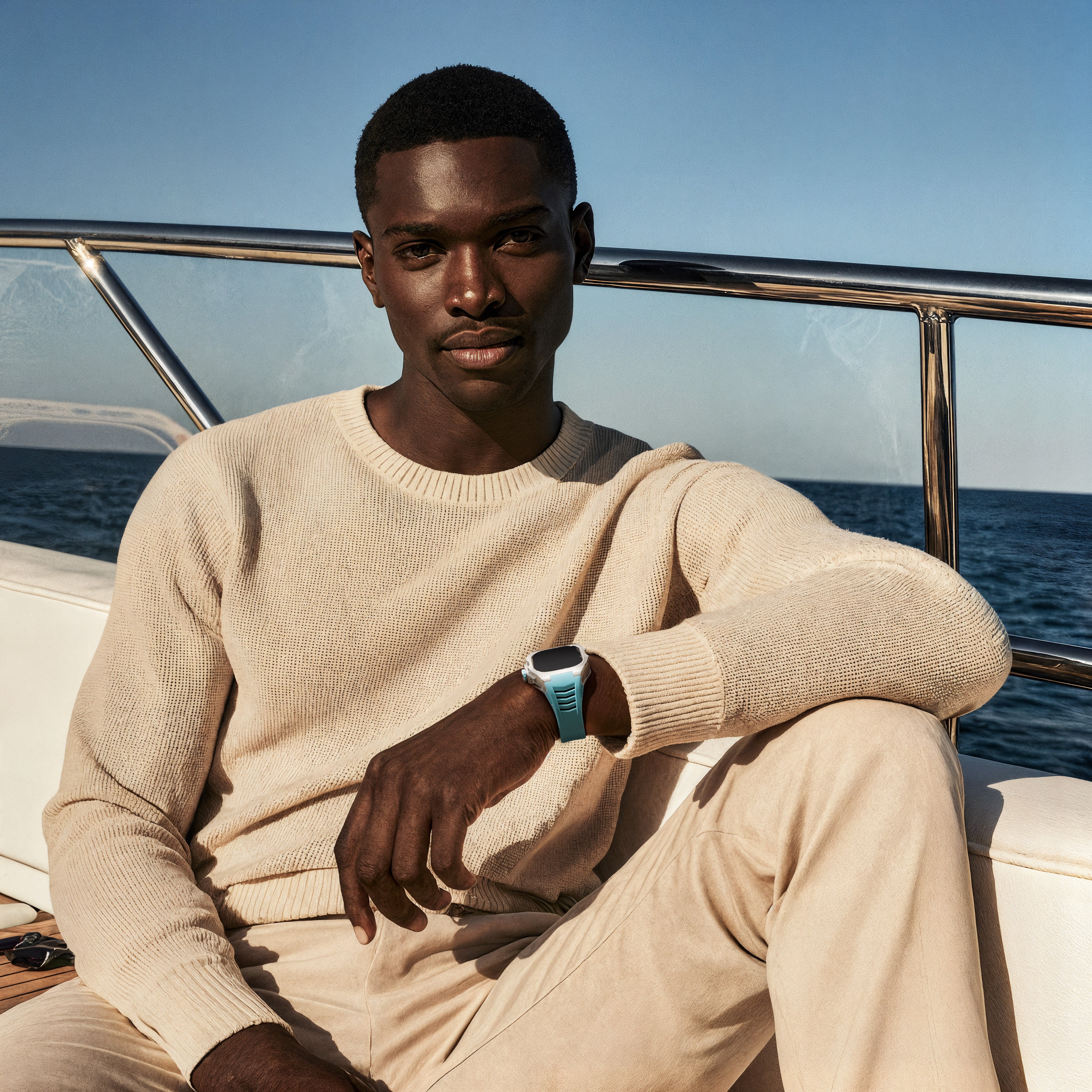 Reqior Apple Watch Ultra Hülle mit integriertem Gummi-Armband (Blau)