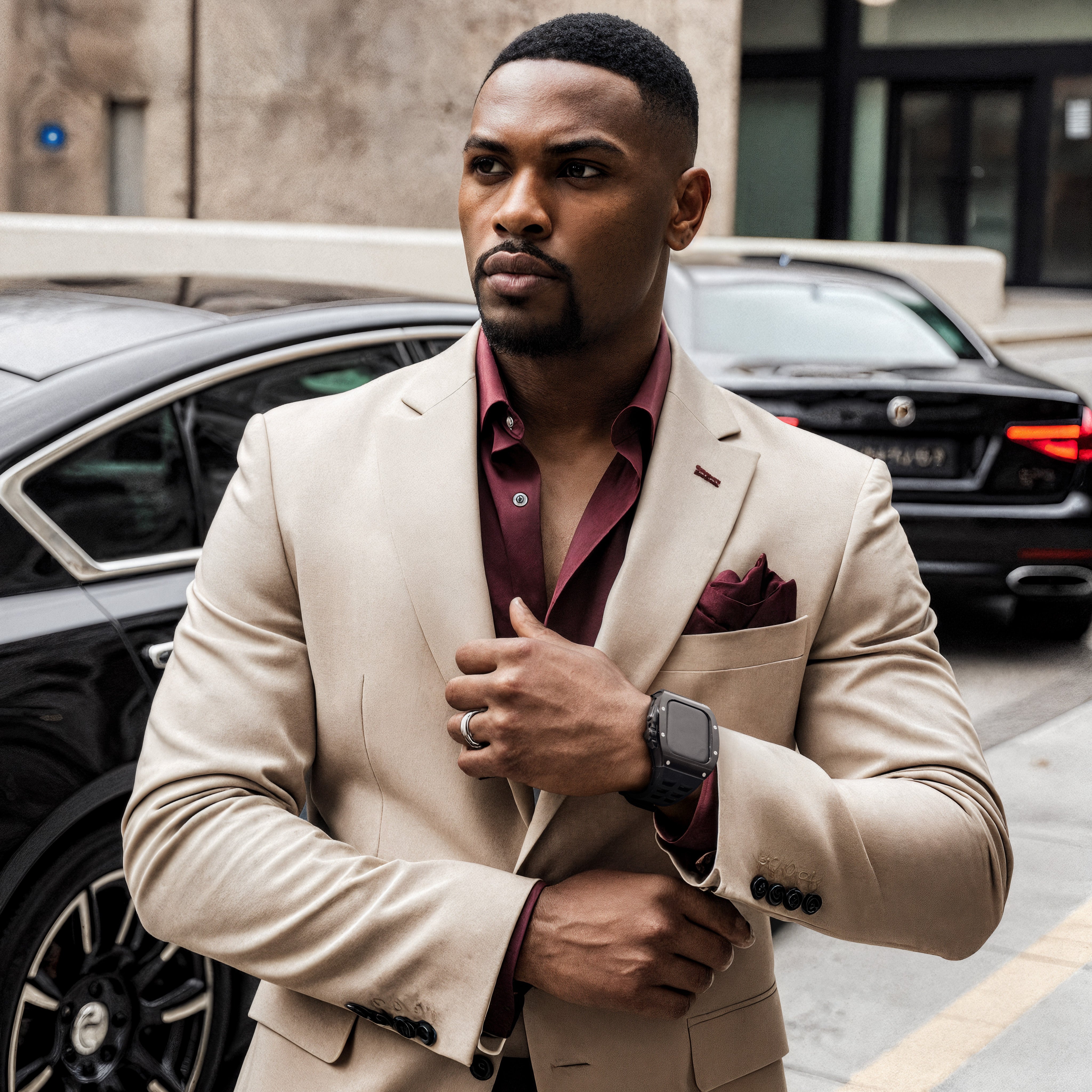 Reqior Apple Watch 45mm Polymer and Metal Hülle mit integriertem Gummi-Armband (Schwarz)