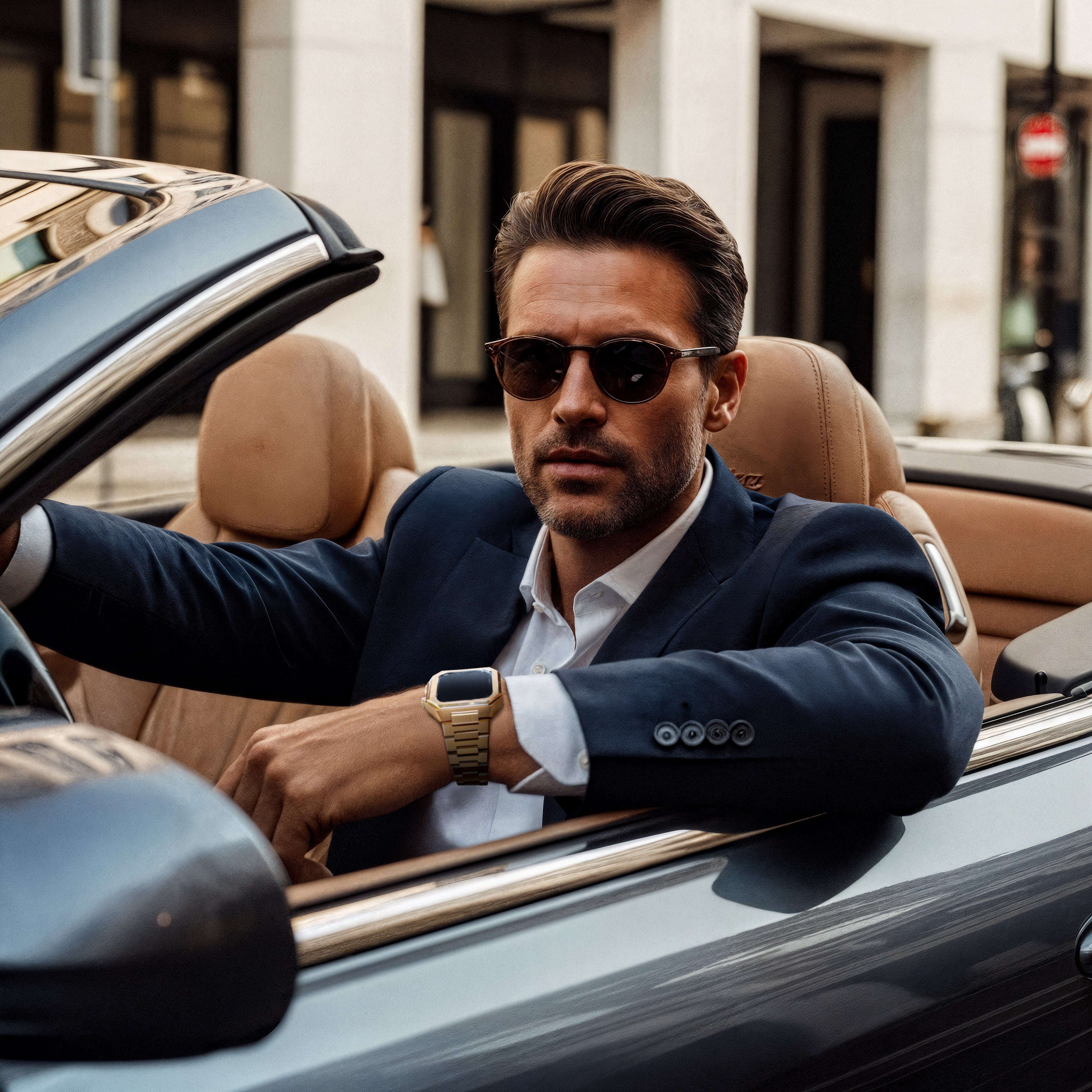 Reqior Apple Watch 45mm Hülle mit integriertem Stahlarmband 'Nautilus' (Gold)