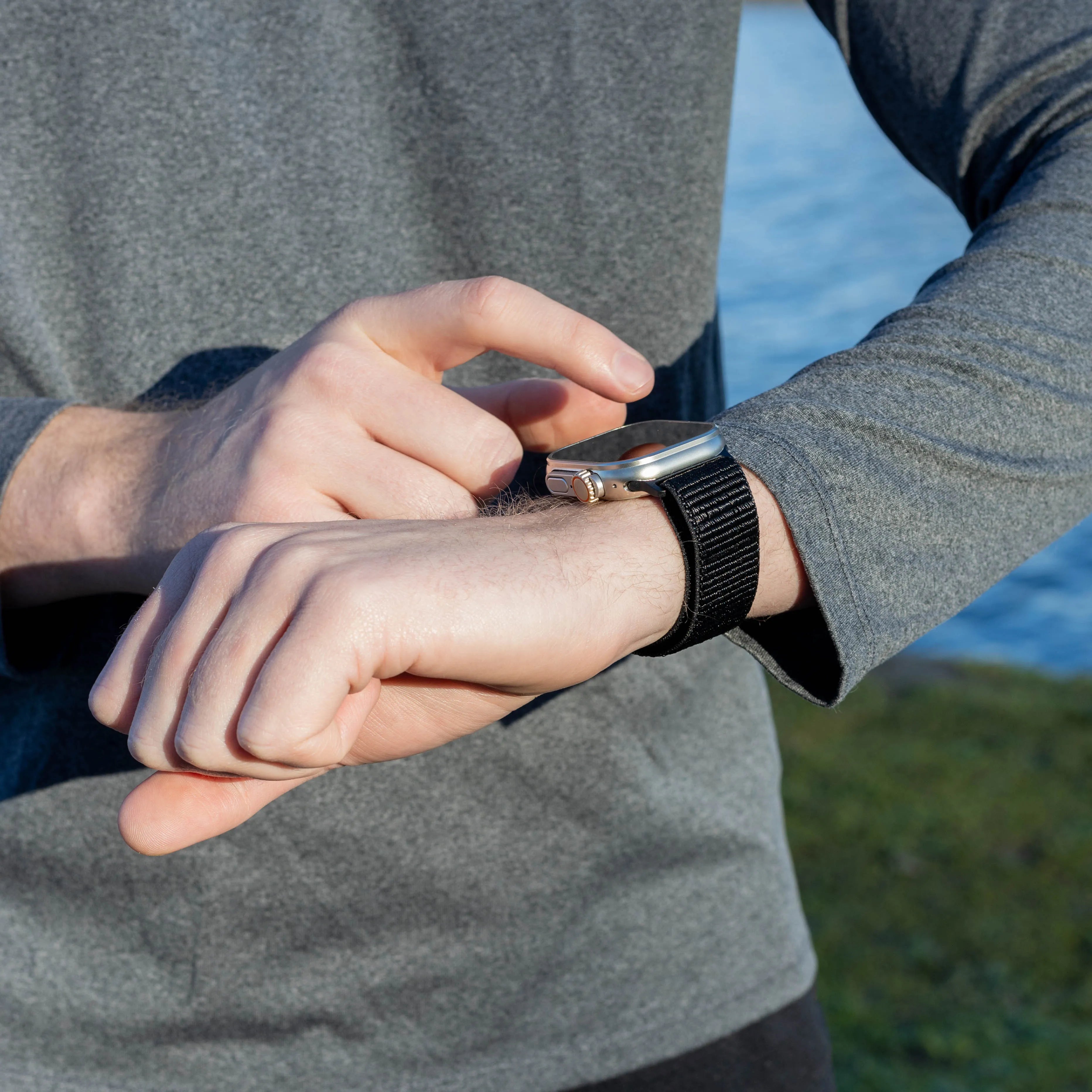 Bandz Apple Watch Nylon Band 'Classic' mit P-Schnalle (Schwarz)