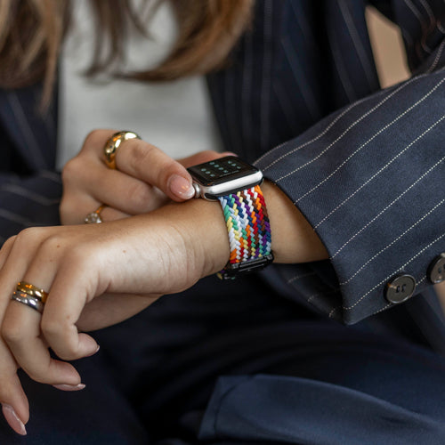 Bandz Apple Watch Ultra Geflochtenes Armband mit P-Schnalle (Regenbogen)