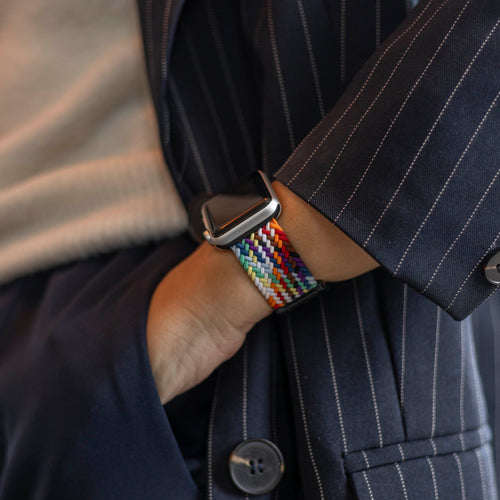 Bandz Apple Watch Ultra Geflochtenes Armband mit P-Schnalle (Regenbogen)