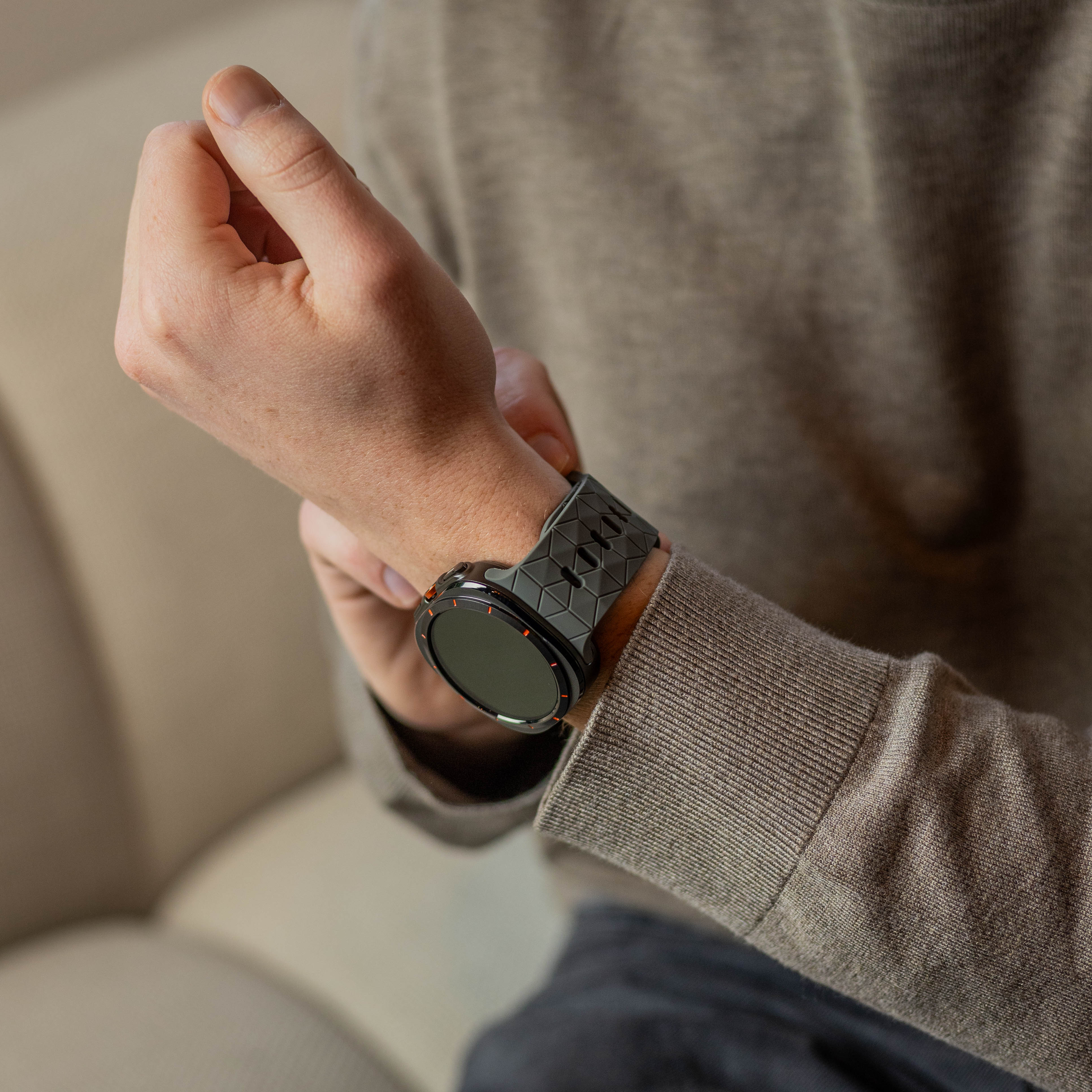 Bandz Samsung Galaxy Watch Ultra Silikonarmband 'Hexagons' (Dunkelgrau)