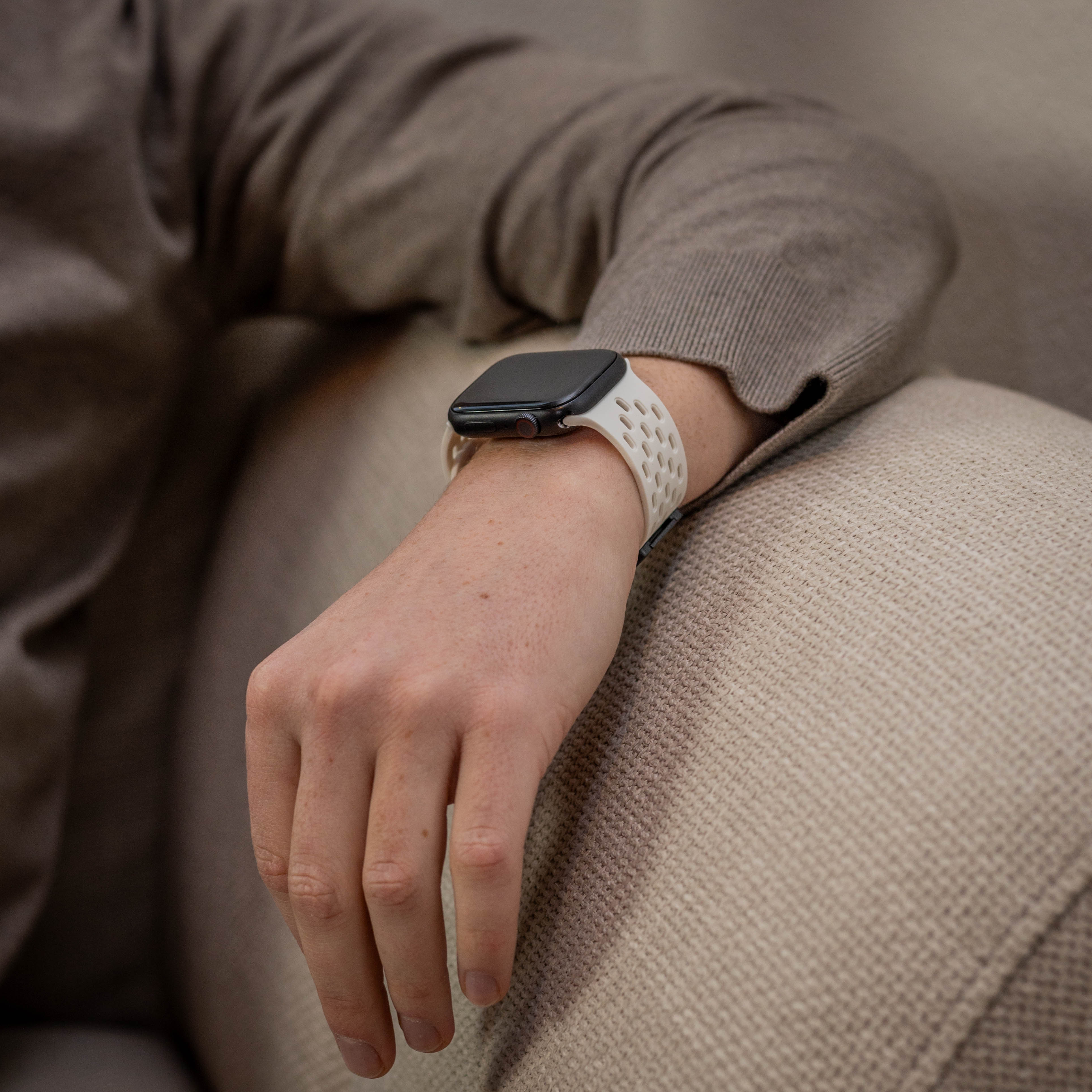 Apple Watch Silikonarmband mit P-Schnalle (Weiß)