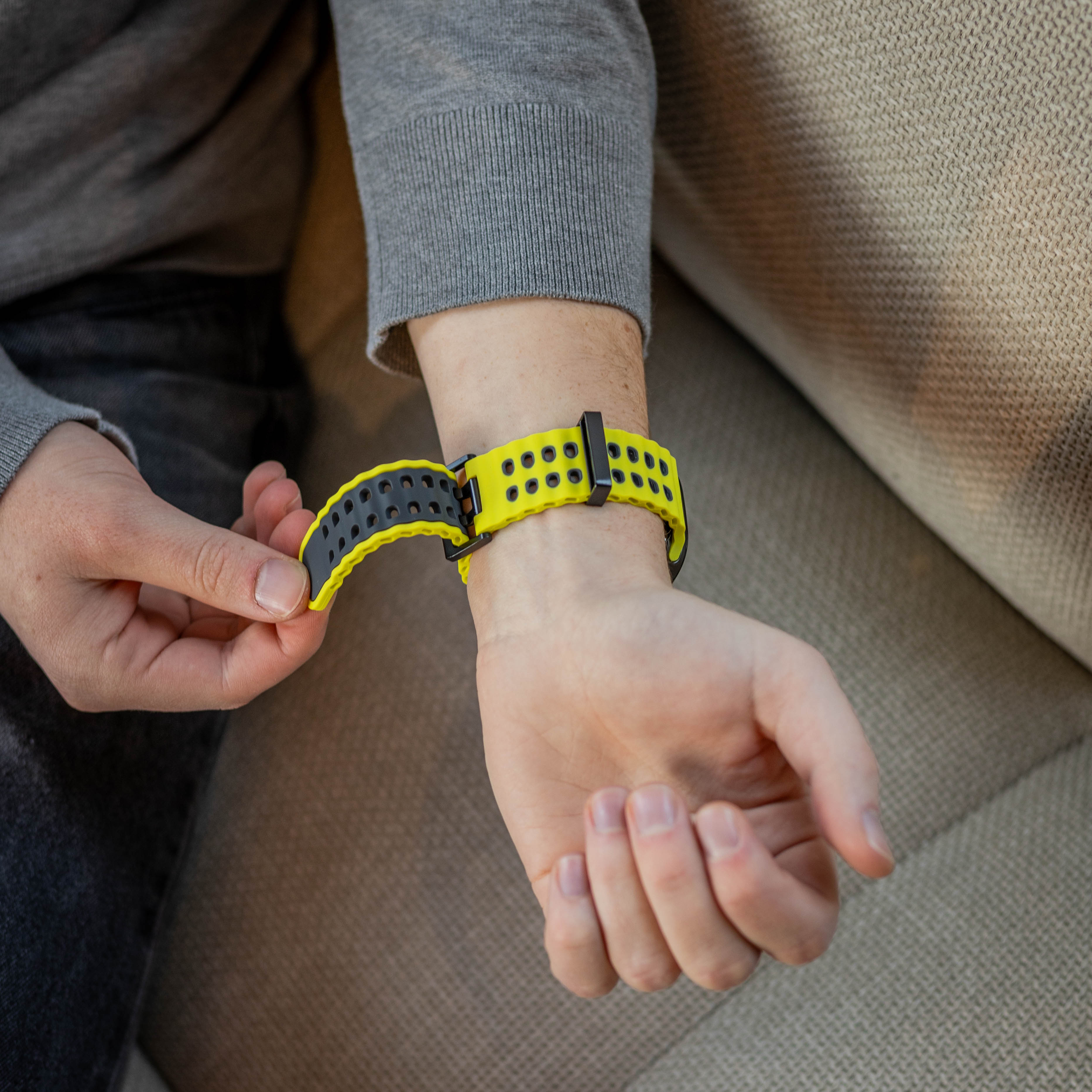 Samsung Galaxy Watch Ultra Wave Silikonarmband (Limette/Dunkelgrau)