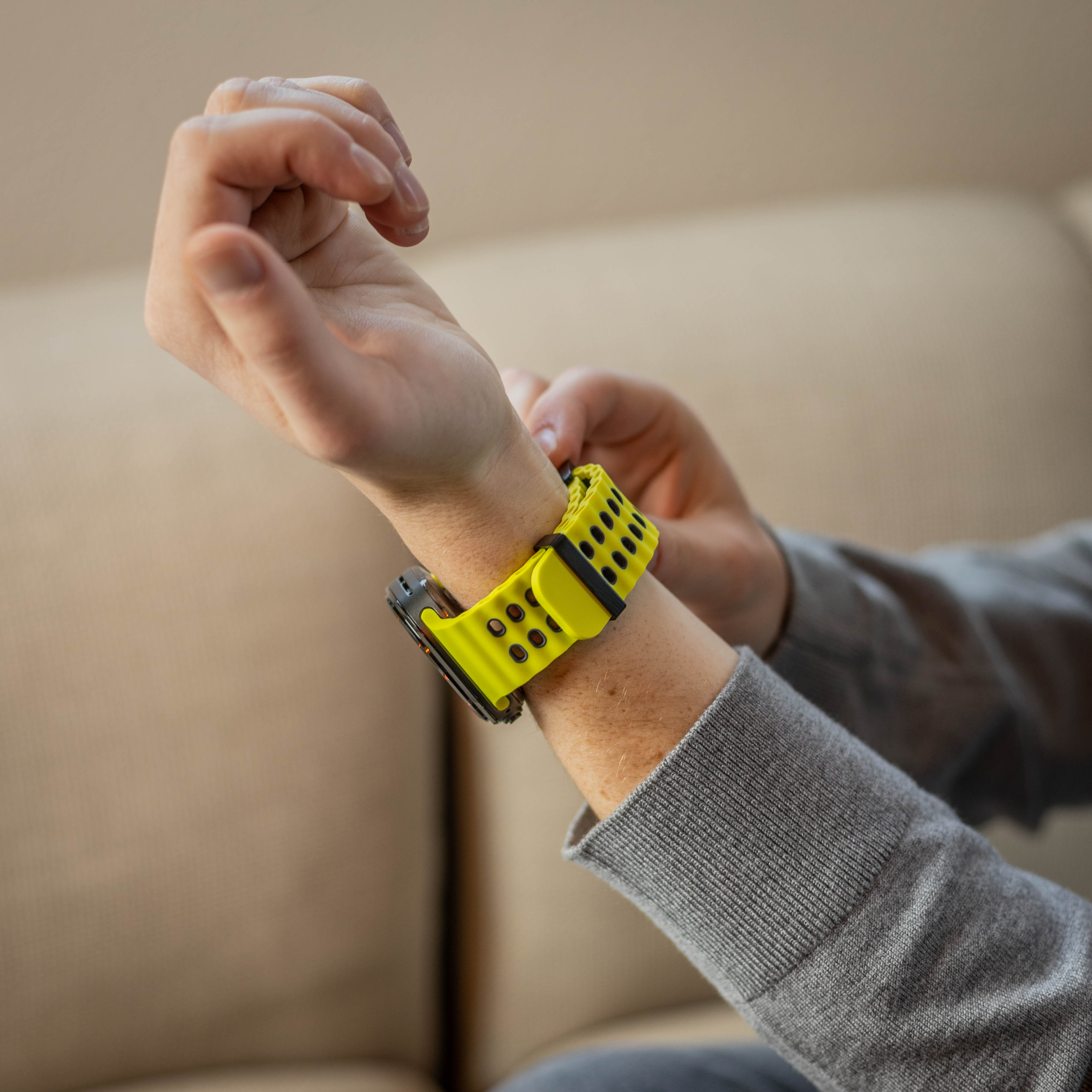 Samsung Galaxy Watch Ultra Wave Silikonarmband (Limette/Dunkelgrau)