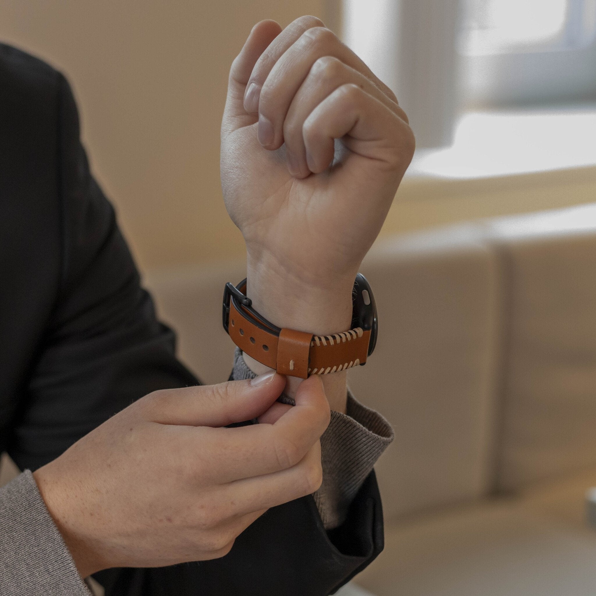 Oppo Watch X2 Stitched Lederarmband (Braun)