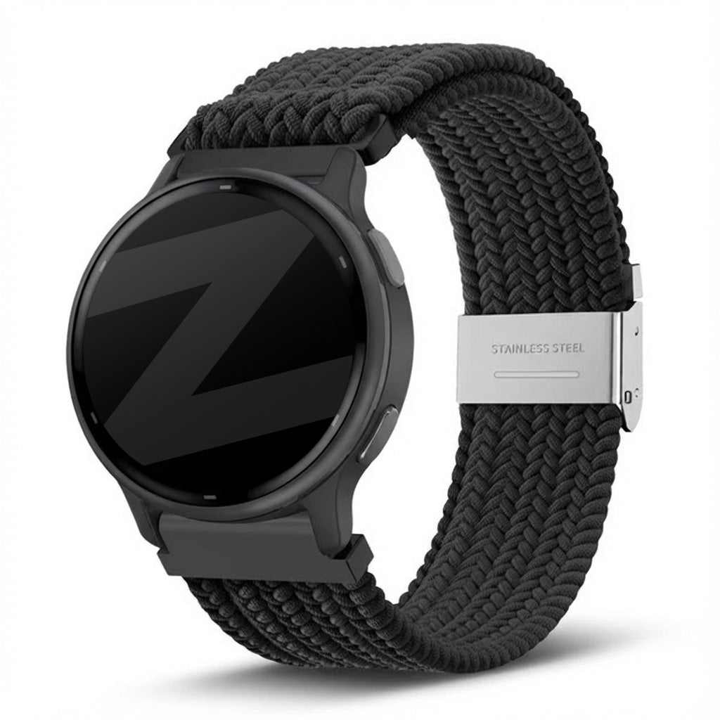 Bandz Garmin Vivoactive 5 Gewebtes Nylonarmband (Schwarz)