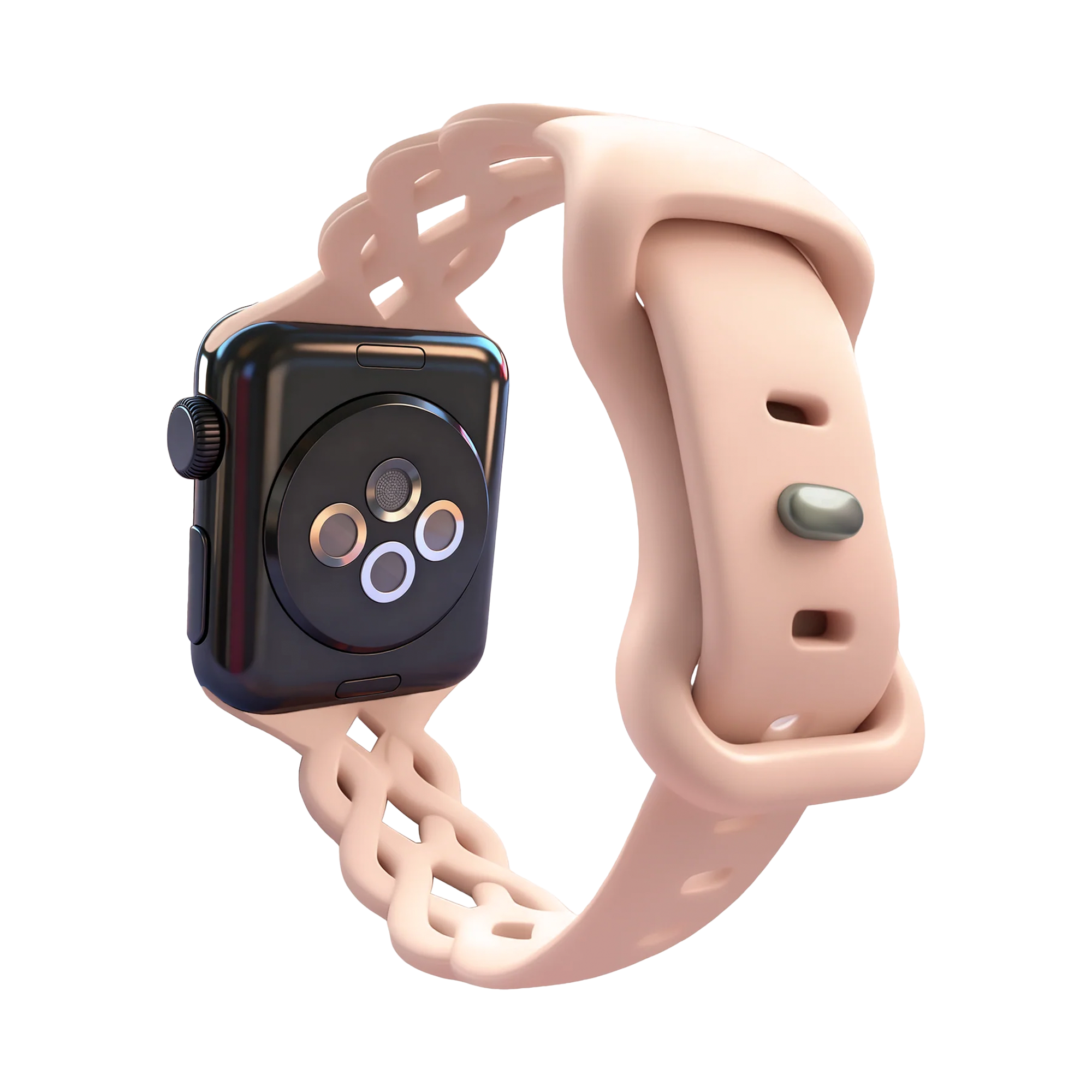 Bandz Apple Watch Silikonarmband 'Braided' (Rosa Sand)