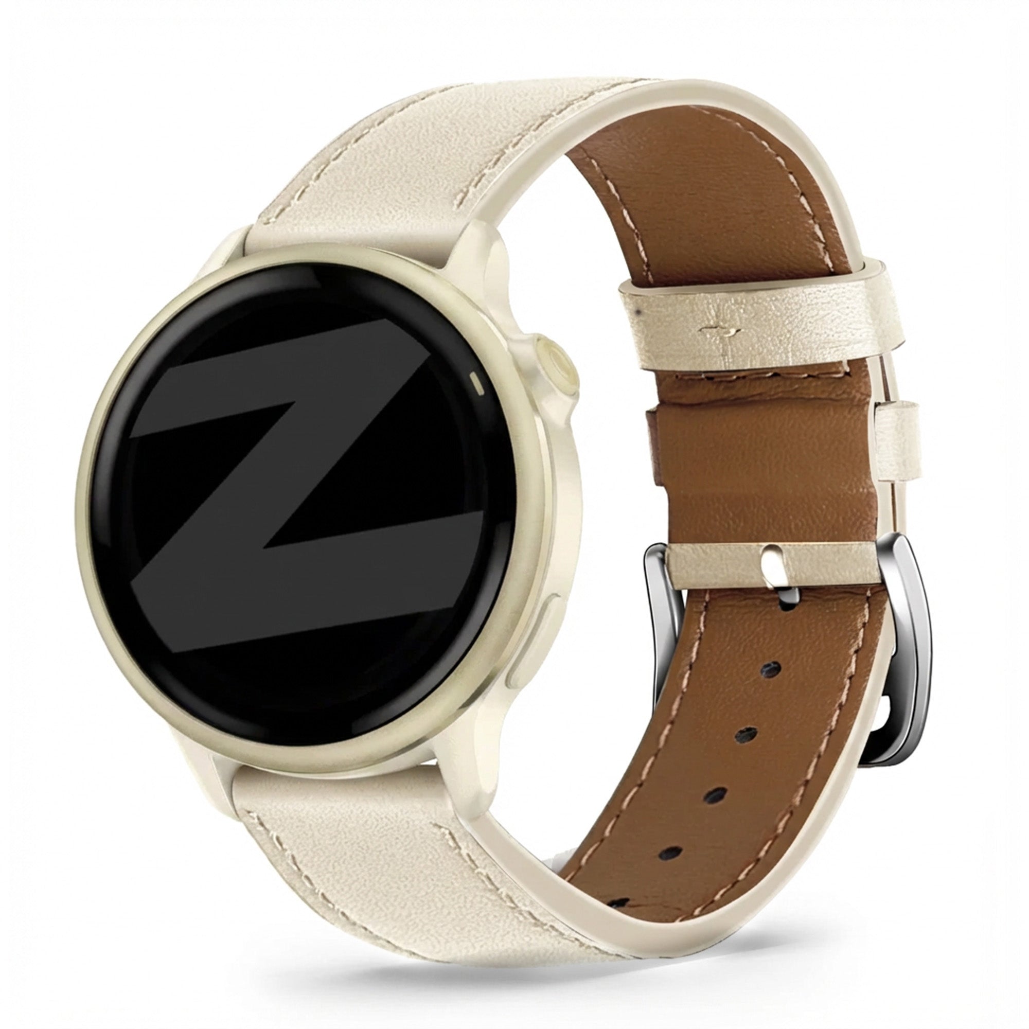 Bandz Garmin Vivoactive 6 Lederarmband 'Deluxe' (Beige)
