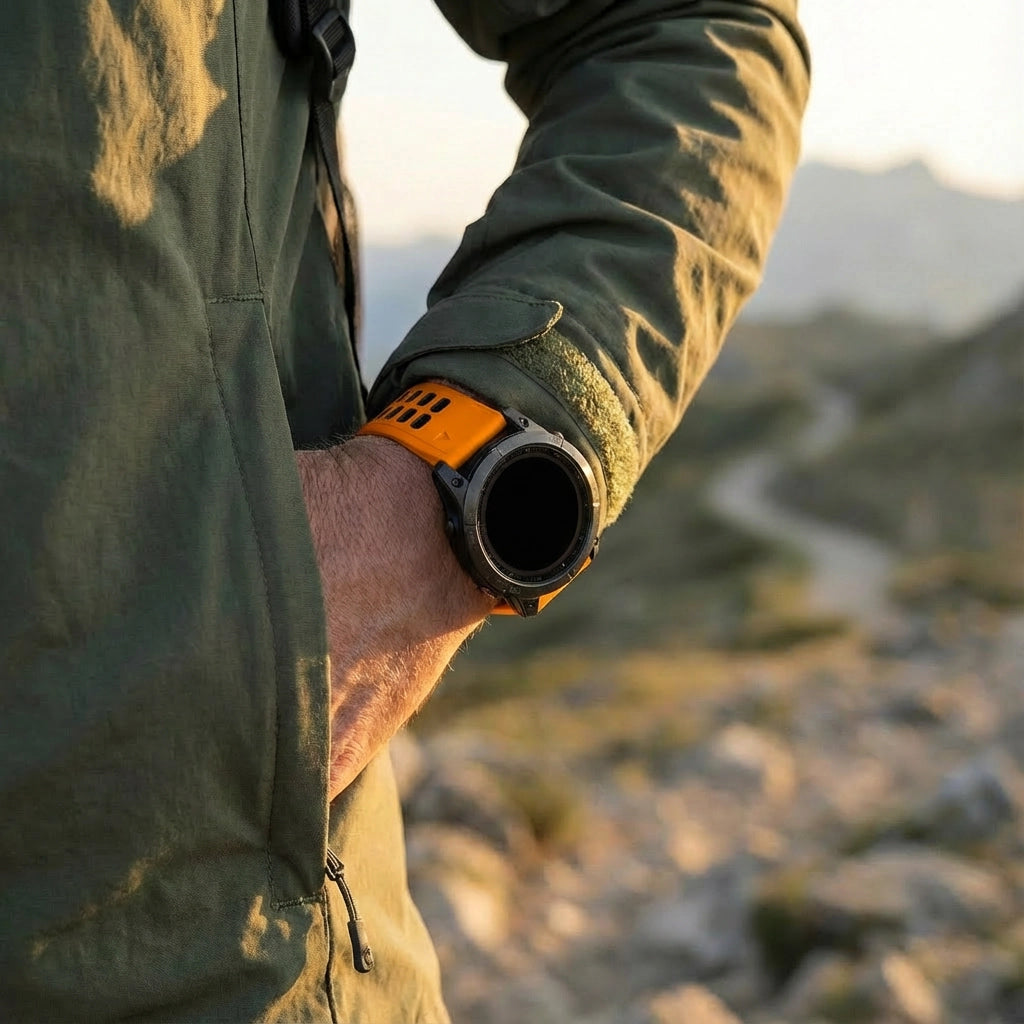 Bandz Garmin Instinct 3 - 45mm Buckled Sport Strap (Orange/Black)