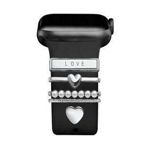 Watch Strap Charm - Hearts (Silver)