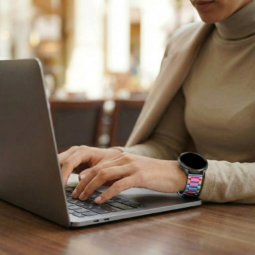 Bandz Garmin Vivomove HR Stahlarmband 'Classic' (Perlmutt)