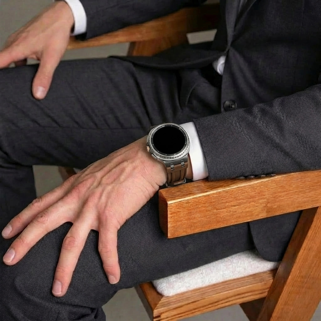 Samsung Galaxy Watch Ultra Solides Lederarmband (Dunkelbraun)